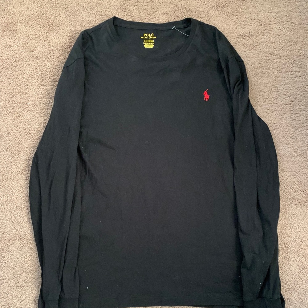 Black Polo Ralph Lauren Long sleeve shirt with red logo